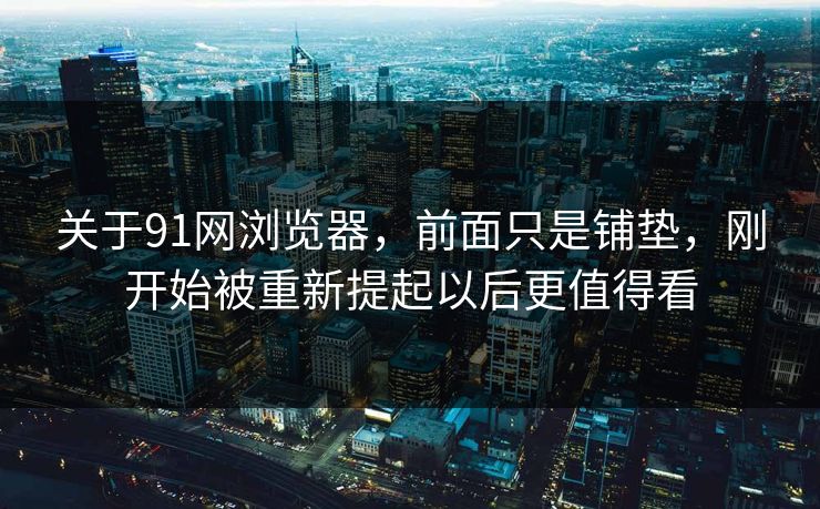 关于91网浏览器，前面只是铺垫，刚开始被重新提起以后更值得看