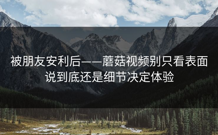 被朋友安利后——蘑菇视频别只看表面说到底还是细节决定体验