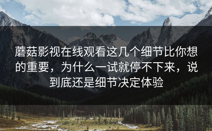 蘑菇影视在线观看这几个细节比你想的重要，为什么一试就停不下来，说到底还是细节决定体验