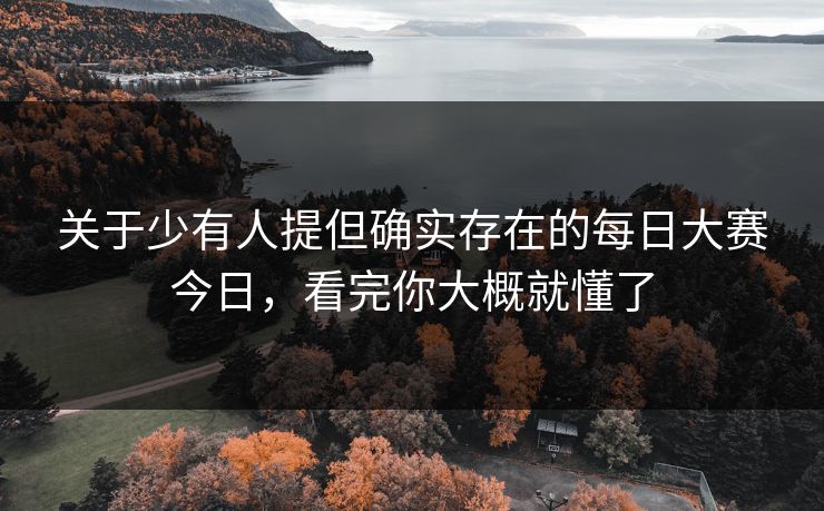 关于少有人提但确实存在的每日大赛今日，看完你大概就懂了