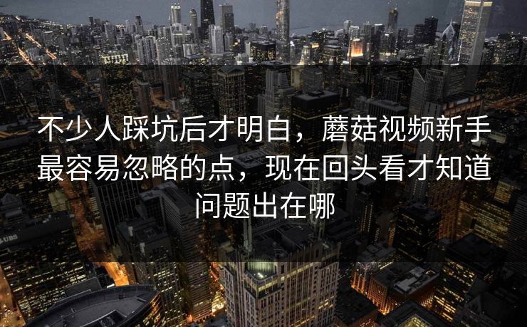 不少人踩坑后才明白，蘑菇视频新手最容易忽略的点，现在回头看才知道问题出在哪