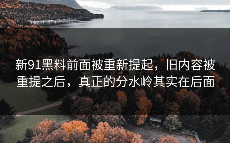 新91黑料前面被重新提起，旧内容被重提之后，真正的分水岭其实在后面