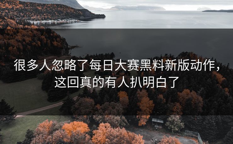 很多人忽略了每日大赛黑料新版动作，这回真的有人扒明白了