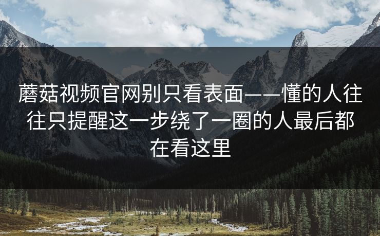 蘑菇视频官网别只看表面——懂的人往往只提醒这一步绕了一圈的人最后都在看这里
