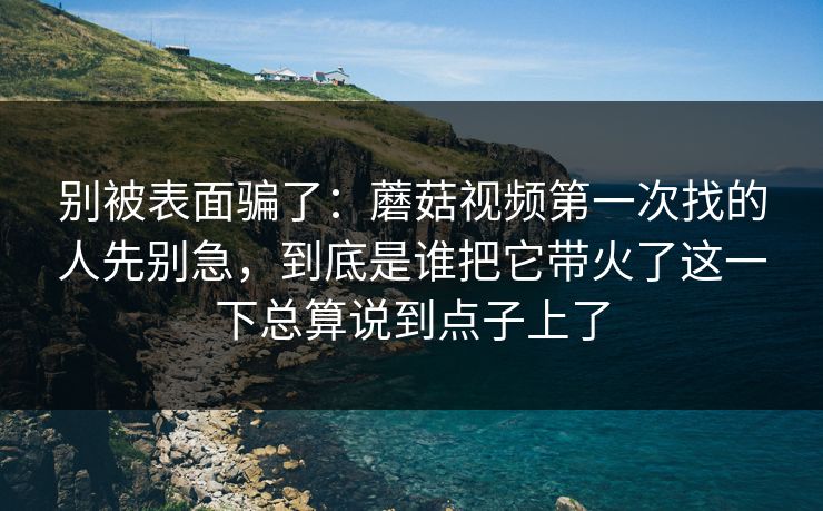 别被表面骗了：蘑菇视频第一次找的人先别急，到底是谁把它带火了这一下总算说到点子上了