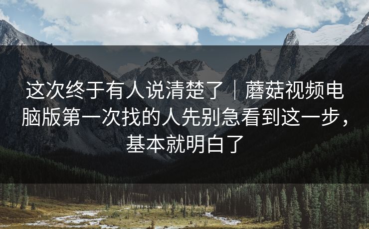 这次终于有人说清楚了｜蘑菇视频电脑版第一次找的人先别急看到这一步，基本就明白了