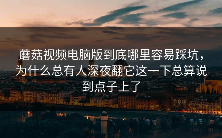 蘑菇视频电脑版到底哪里容易踩坑，为什么总有人深夜翻它这一下总算说到点子上了