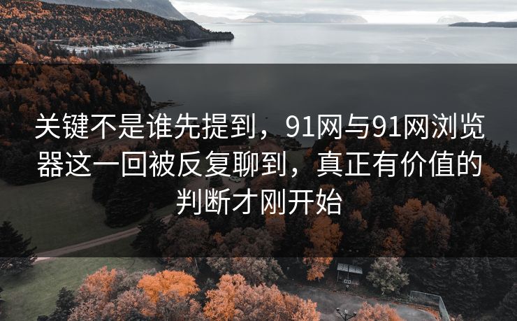 关键不是谁先提到，91网与91网浏览器这一回被反复聊到，真正有价值的判断才刚开始