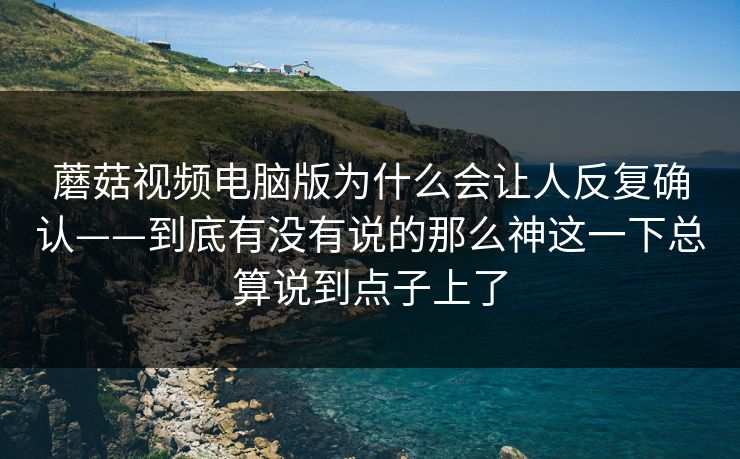 蘑菇视频电脑版为什么会让人反复确认——到底有没有说的那么神这一下总算说到点子上了