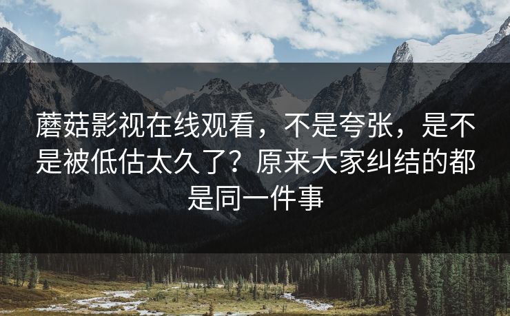 蘑菇影视在线观看，不是夸张，是不是被低估太久了？原来大家纠结的都是同一件事