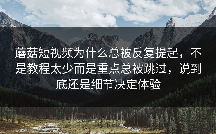 蘑菇短视频为什么总被反复提起，不是教程太少而是重点总被跳过，说到底还是细节决定体验