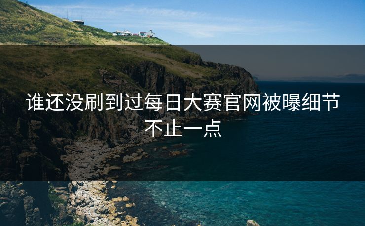 谁还没刷到过每日大赛官网被曝细节不止一点