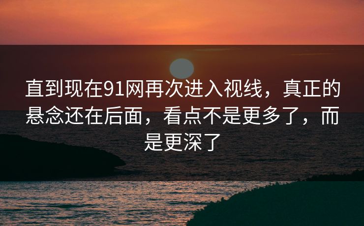 直到现在91网再次进入视线，真正的悬念还在后面，看点不是更多了，而是更深了