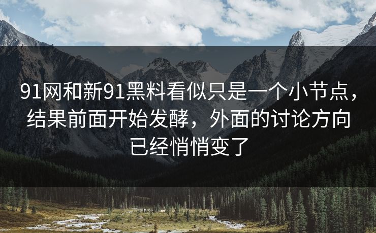 91网和新91黑料看似只是一个小节点，结果前面开始发酵，外面的讨论方向已经悄悄变了