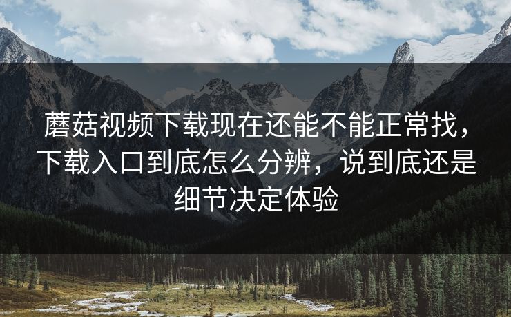 蘑菇视频下载现在还能不能正常找，下载入口到底怎么分辨，说到底还是细节决定体验