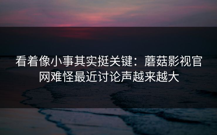 看着像小事其实挺关键：蘑菇影视官网难怪最近讨论声越来越大