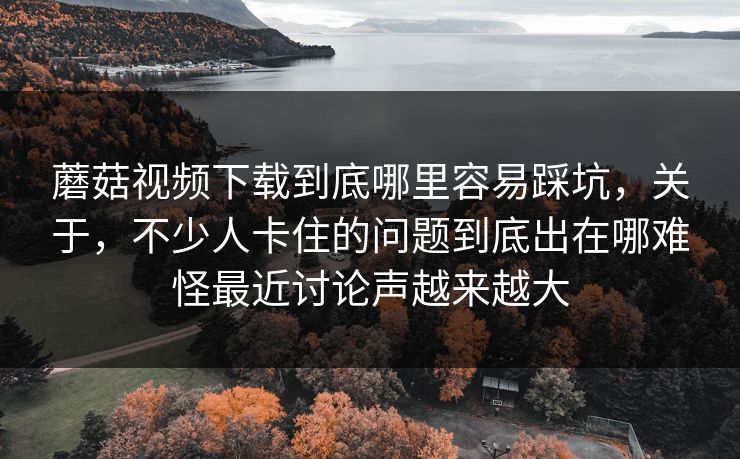 蘑菇视频下载到底哪里容易踩坑，关于，不少人卡住的问题到底出在哪难怪最近讨论声越来越大