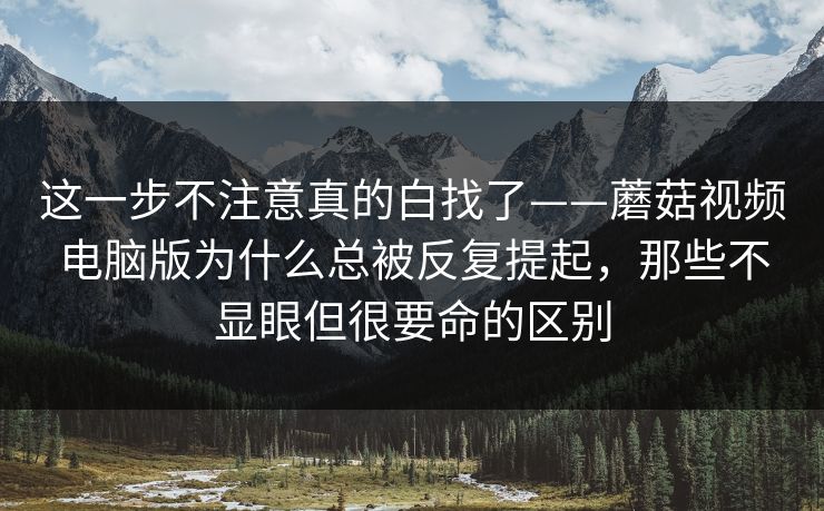 这一步不注意真的白找了——蘑菇视频电脑版为什么总被反复提起，那些不显眼但很要命的区别
