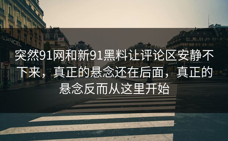 突然91网和新91黑料让评论区安静不下来，真正的悬念还在后面，真正的悬念反而从这里开始